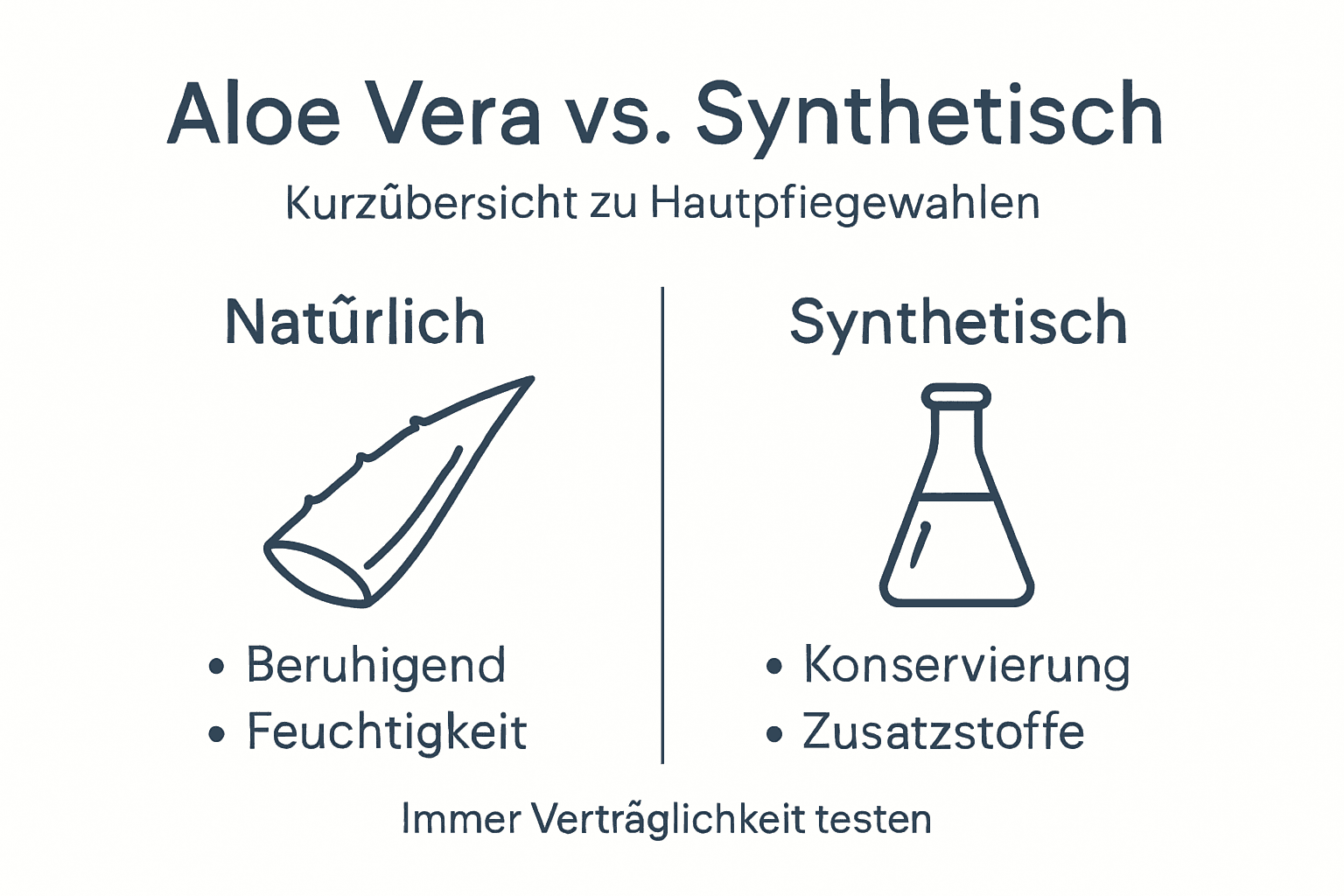 Vergleichsgrafik: Aloe Vera versus konventionelle Hautpflegeprodukte