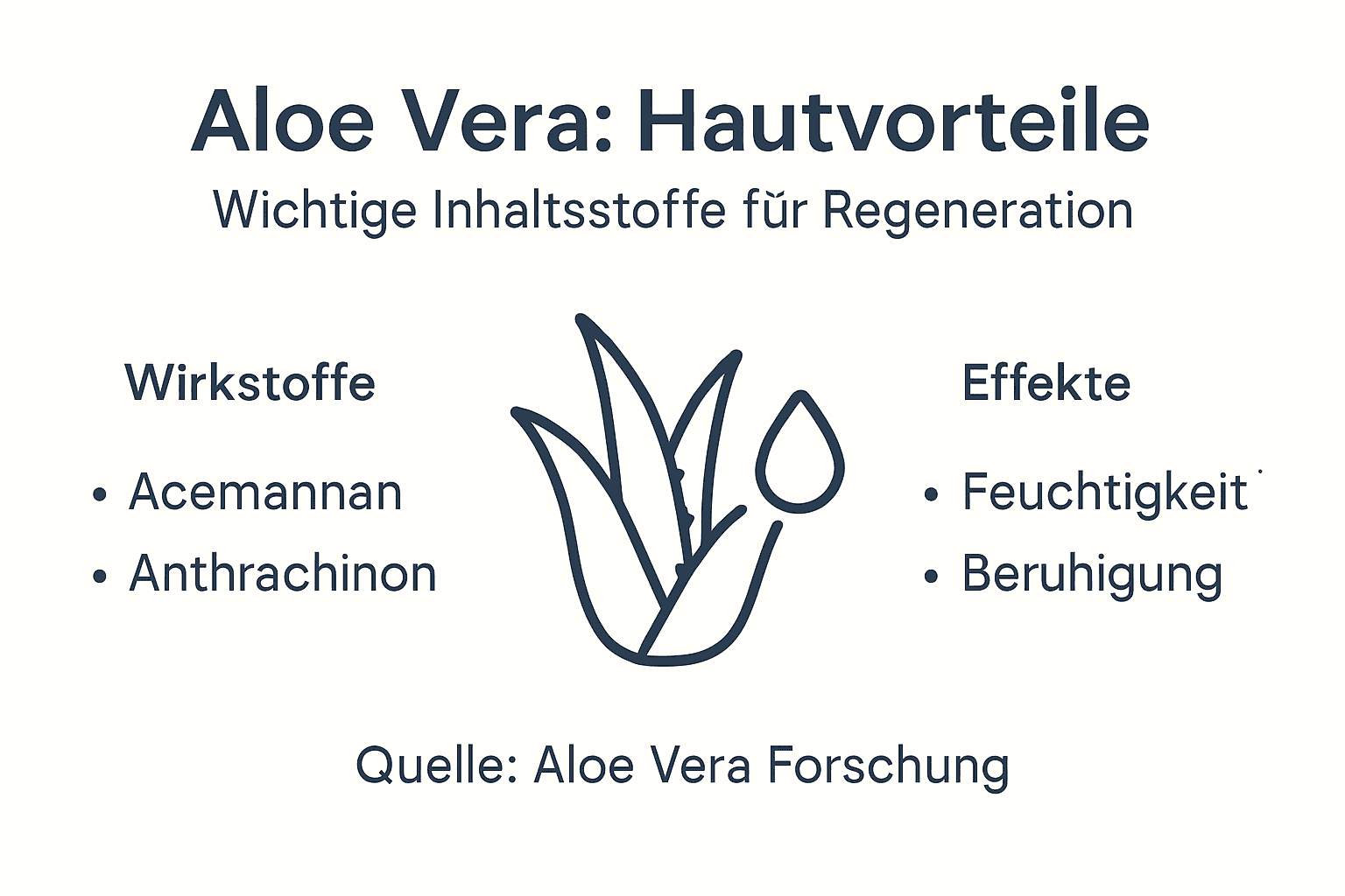 Übersichtsgrafik: Die wichtigsten Inhaltsstoffe der Aloe Vera und ihre Wirkung auf den Körper