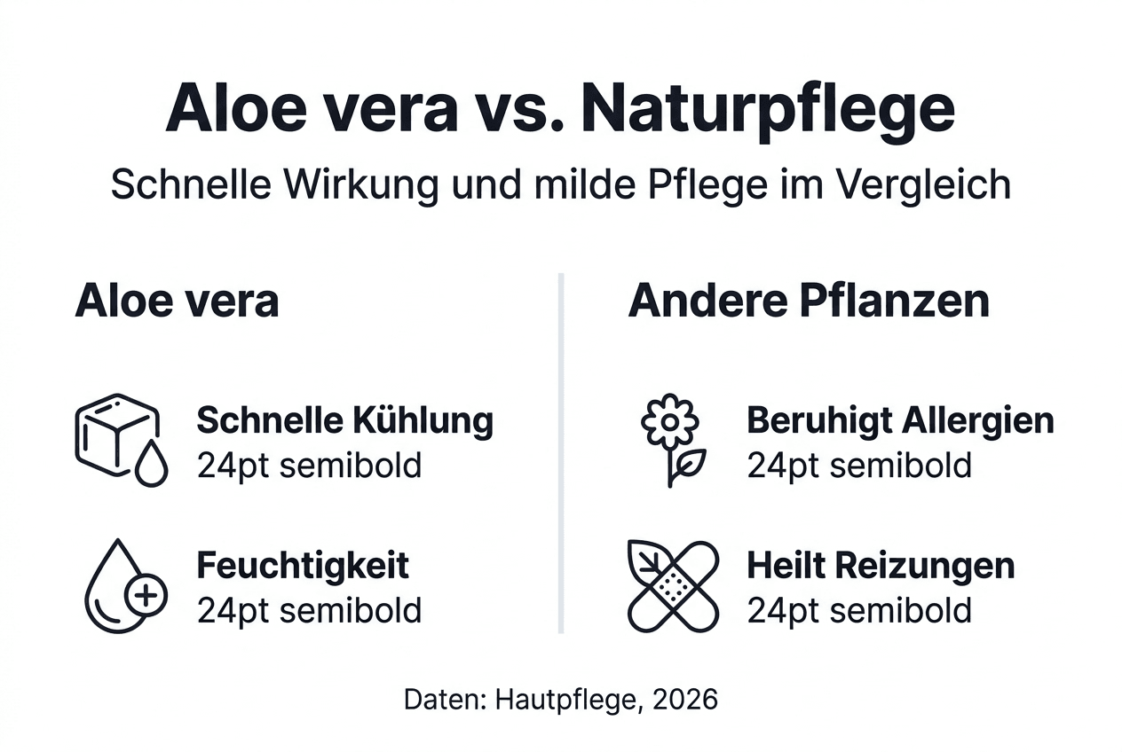 Die Infografik veranschaulicht, wie Aloe Vera im Vergleich zu anderen Zimmerpflanzen gepflegt wird.
