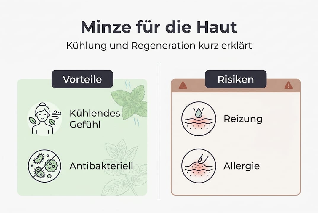 Infografik: Minze auf der Haut – Wohltuende Effekte und mögliche Nebenwirkungen
