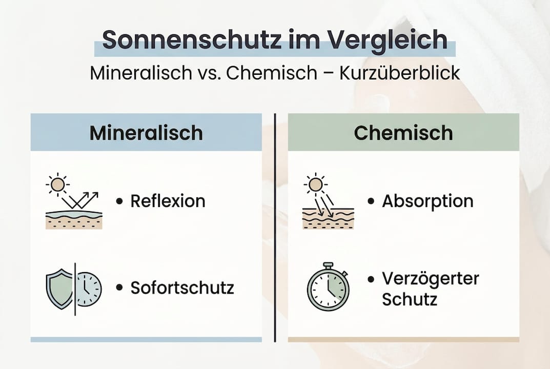 Übersicht: Mineralische vs. chemische Sonnencremes – die wichtigsten Unterschiede auf einen Blick