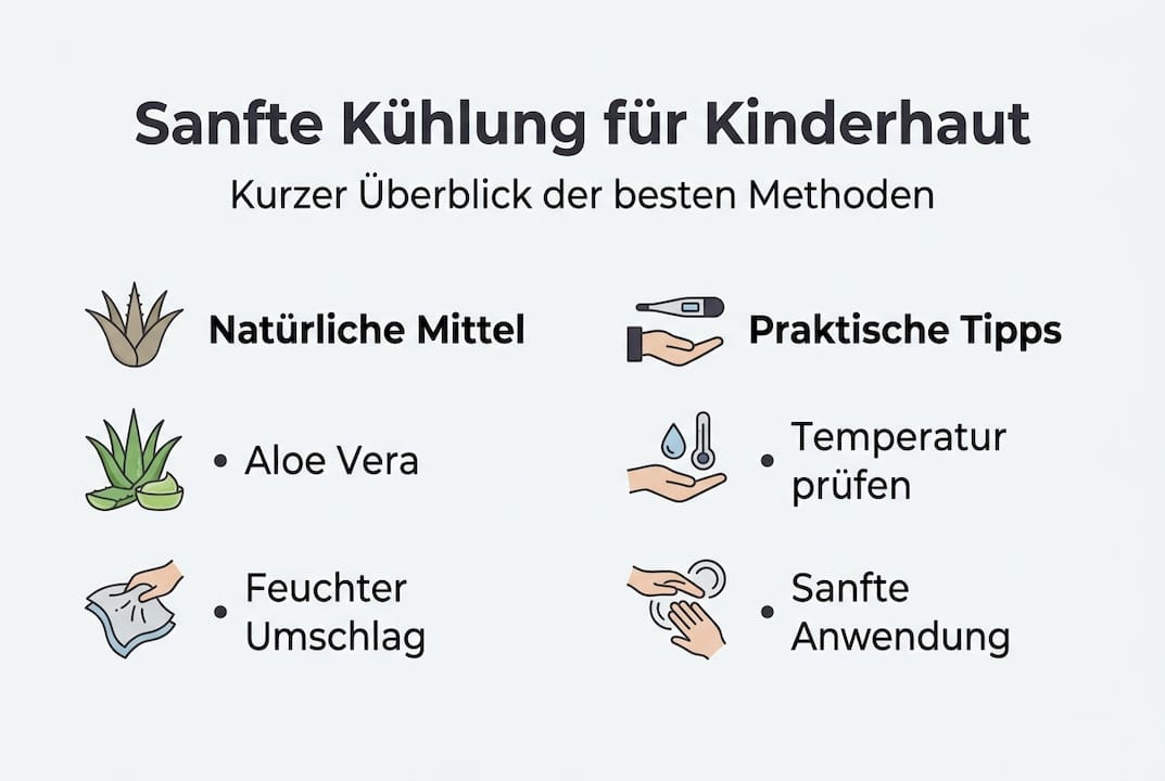 Infografik: Sanfte Kühlungstipps für empfindliche Kinderhaut