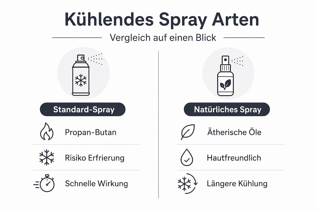 Infografik: Standard-Kühlspray vs. natürliche Alternative im Vergleich