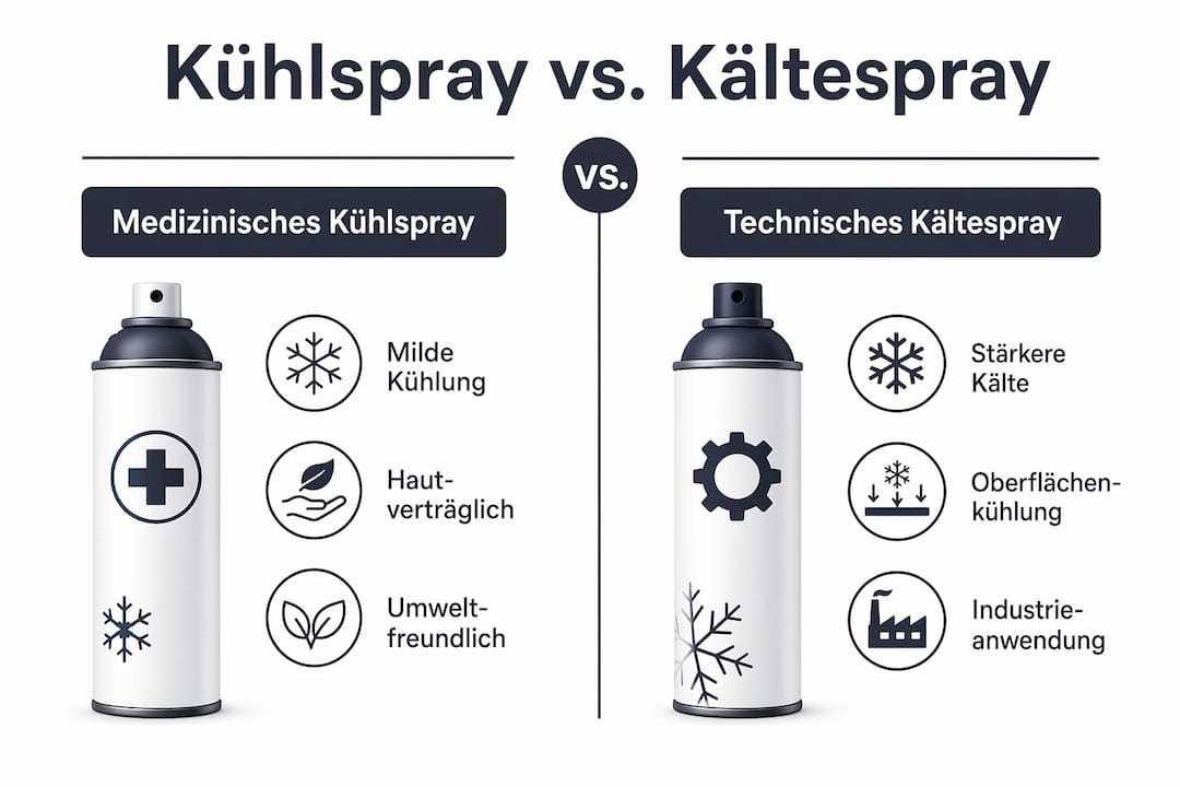 Infografik: Kühlspray und Kältespray im direkten Vergleich