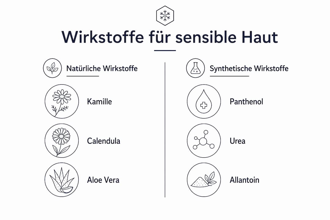 Infografik: Welche Wirkstoffe sind bei empfindlicher Haut empfehlenswert?