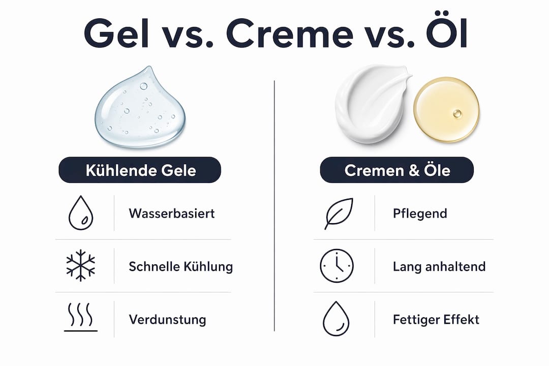 Übersicht: Die wichtigsten Unterschiede zwischen Gel, Creme und Öl auf einen Blick