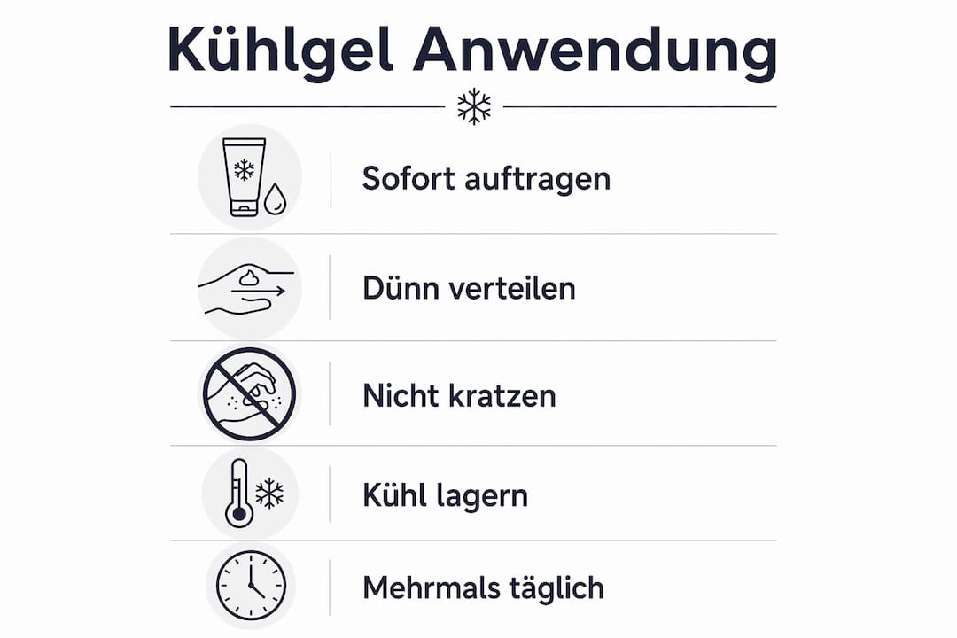 Schritt-für-Schritt-Anleitung: So verwenden Sie Kühlgel richtig – anschaulich dargestellt in einer Infografik