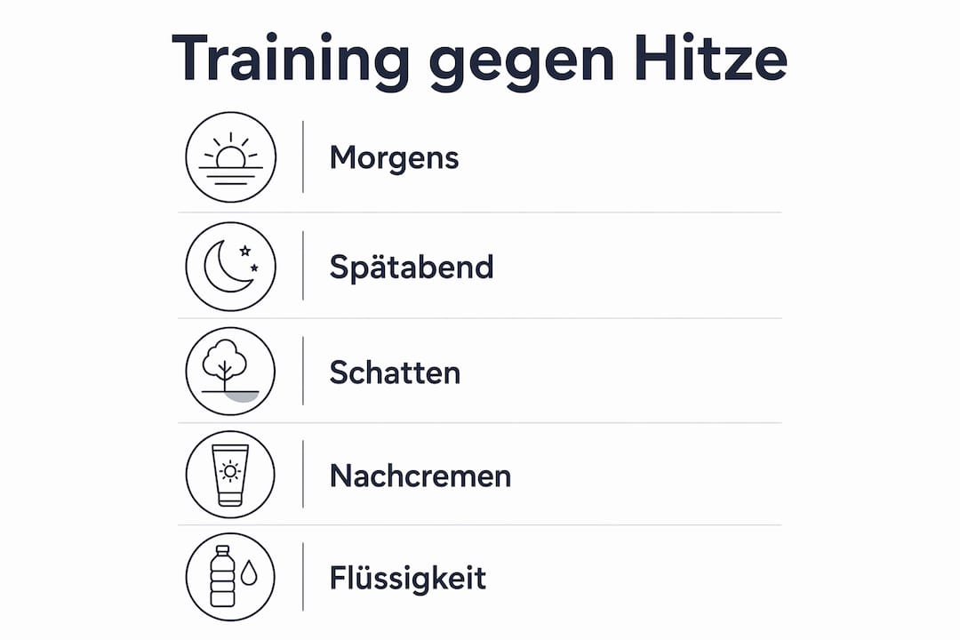 Grafik veranschaulicht, wie man sein Training optimal an hohe Temperaturen anpasst