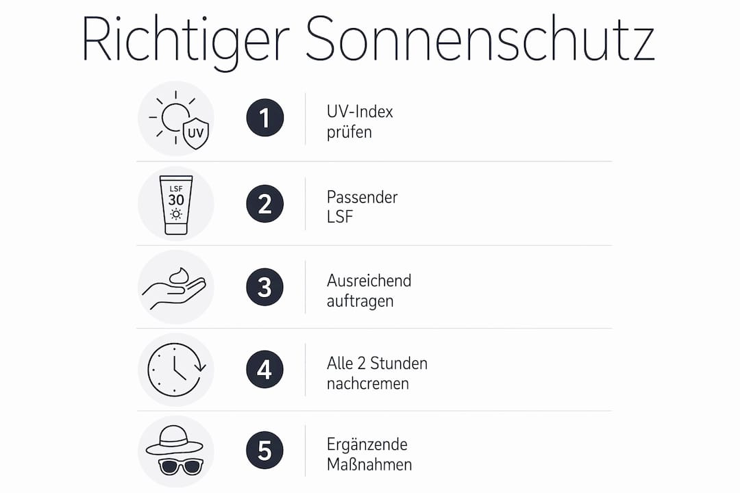 Grafik: In fünf Schritten zu optimalem Sonnenschutz