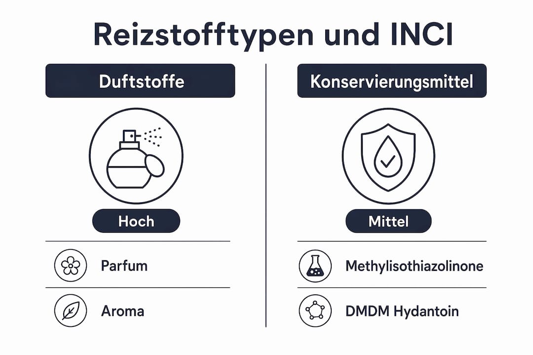 Infografik: Gegenüberstellung von Duftstoffen und Konservierungsstoffen