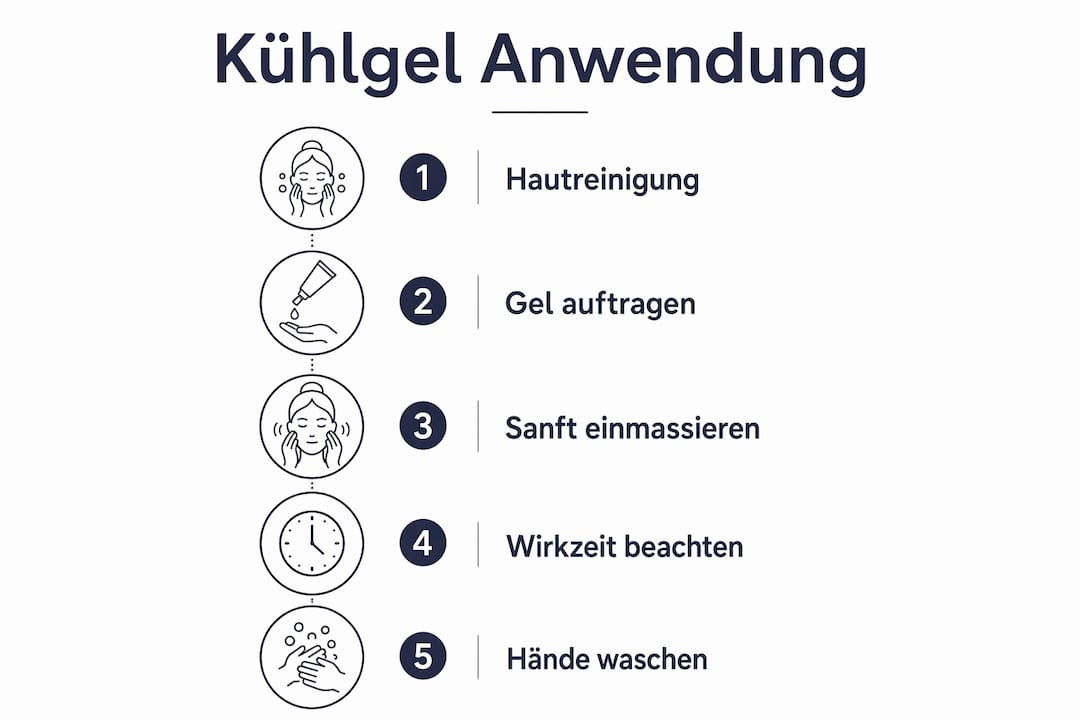 Schritt-für-Schritt-Infografik zur richtigen Anwendung von Kühlgel