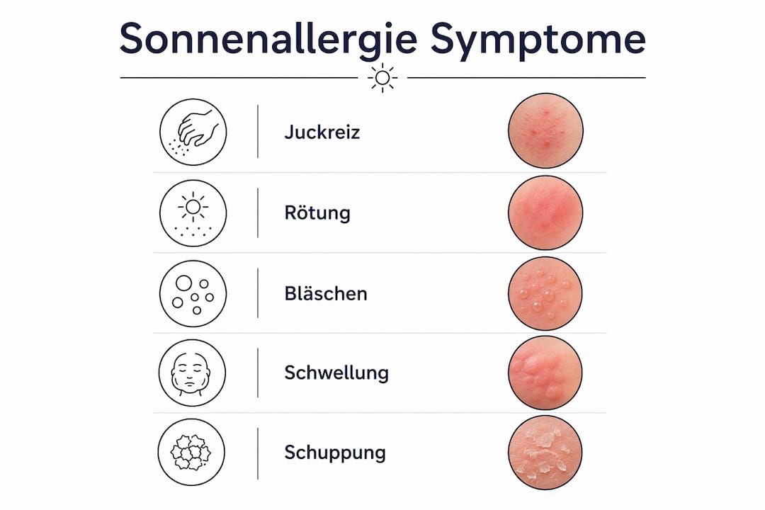 Übersicht: Typische Symptome einer Sonnenallergie auf einen Blick