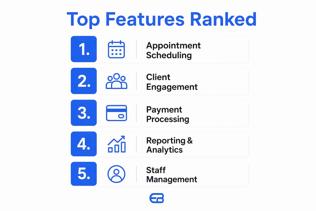 Infographic ranking key spa salon software features