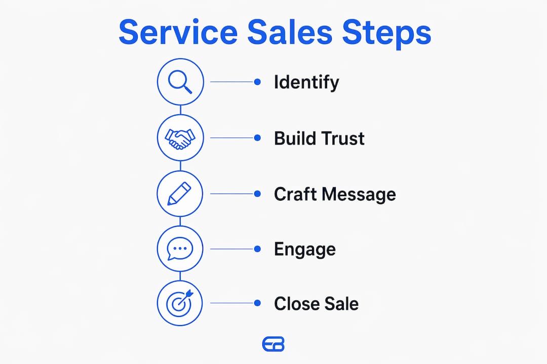 Infographic illustrating service sales process steps