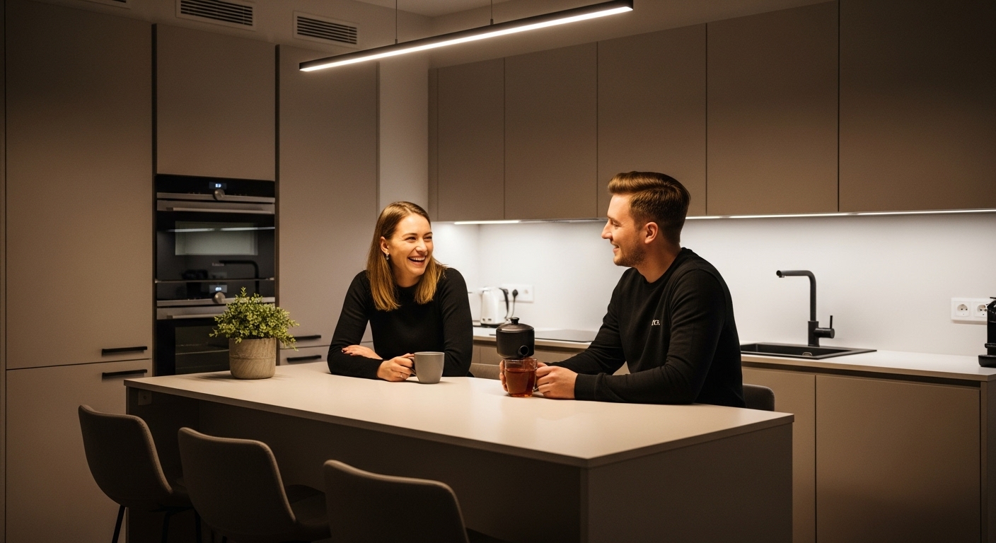 nowoczesna kuchnia Bydgoszcz wieczór