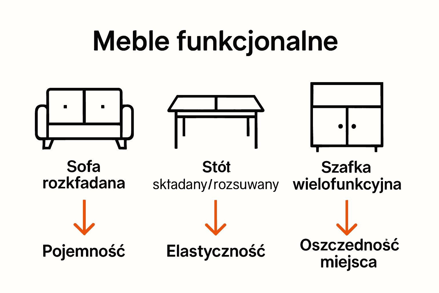 Infografika typy mebli funkcjonalnych porównanie