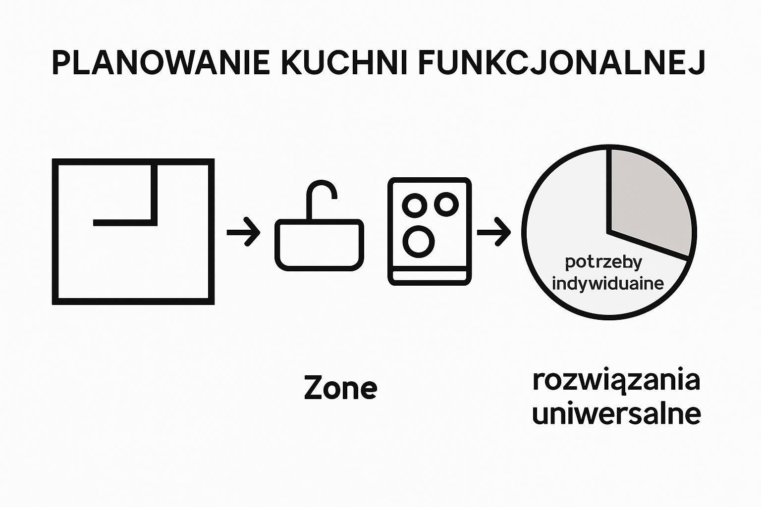 Infografika przedstawiająca etapy planowania kuchni