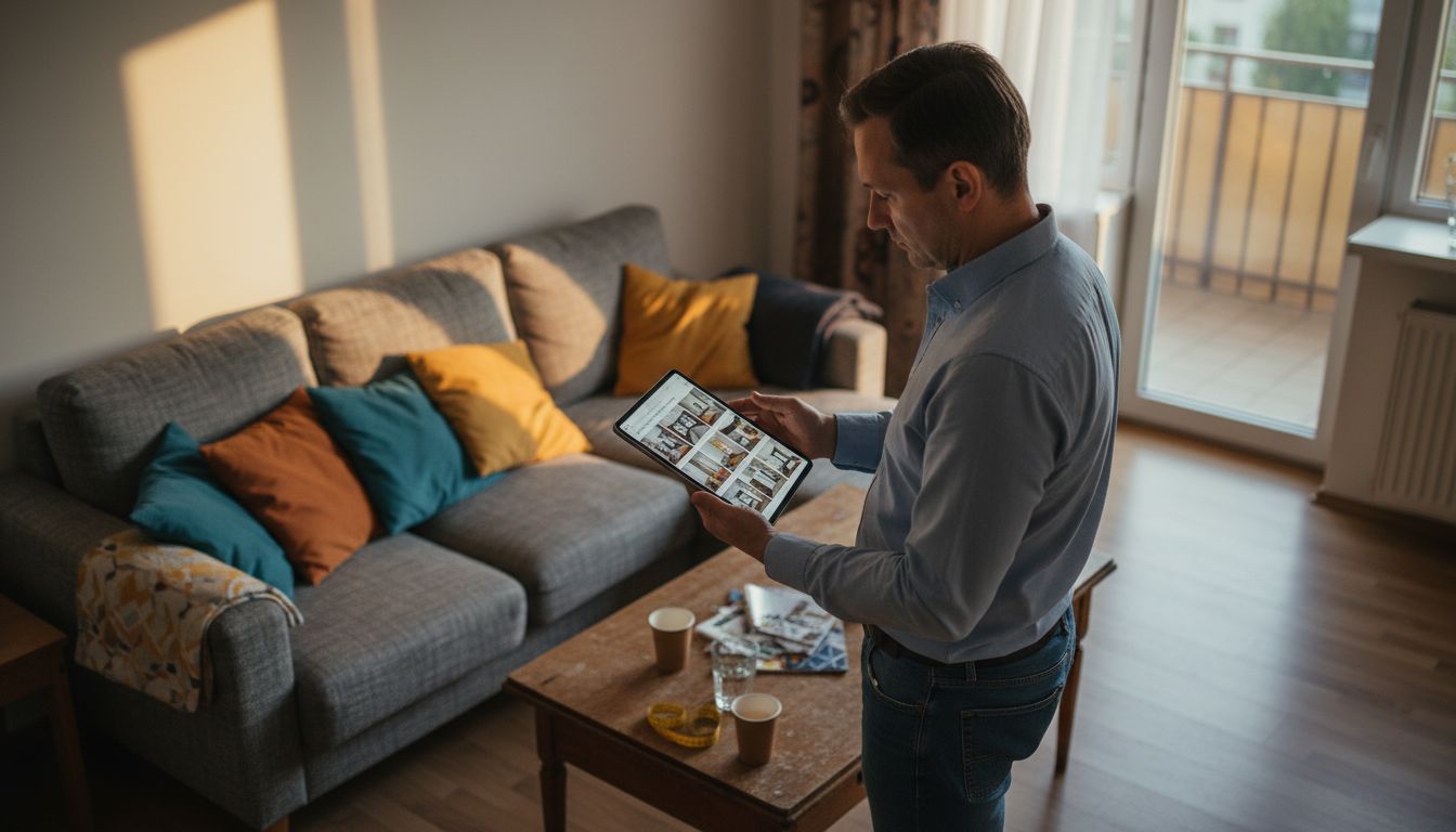 Doradca przegląda zdjęcia salonu przesłane przez klienta.