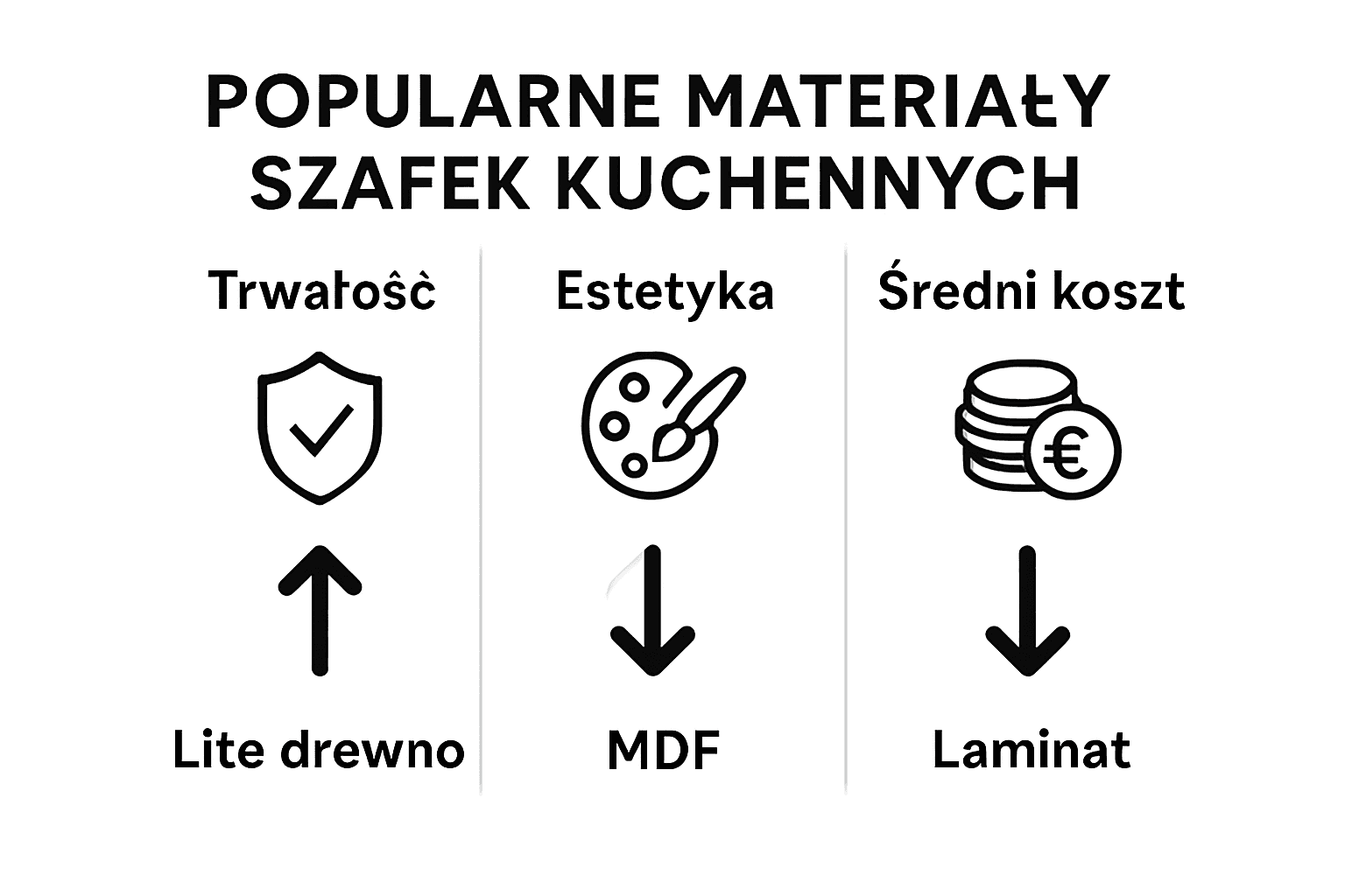 Porównanie materiałów wykorzystywanych do produkcji szafek kuchennych – infografika