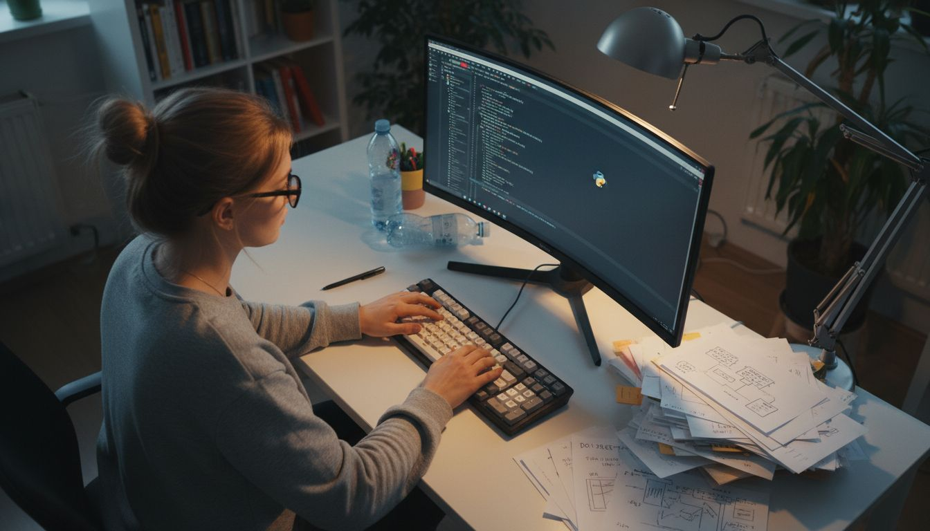 Programistka wprowadza zmiany na stronie internetowej.