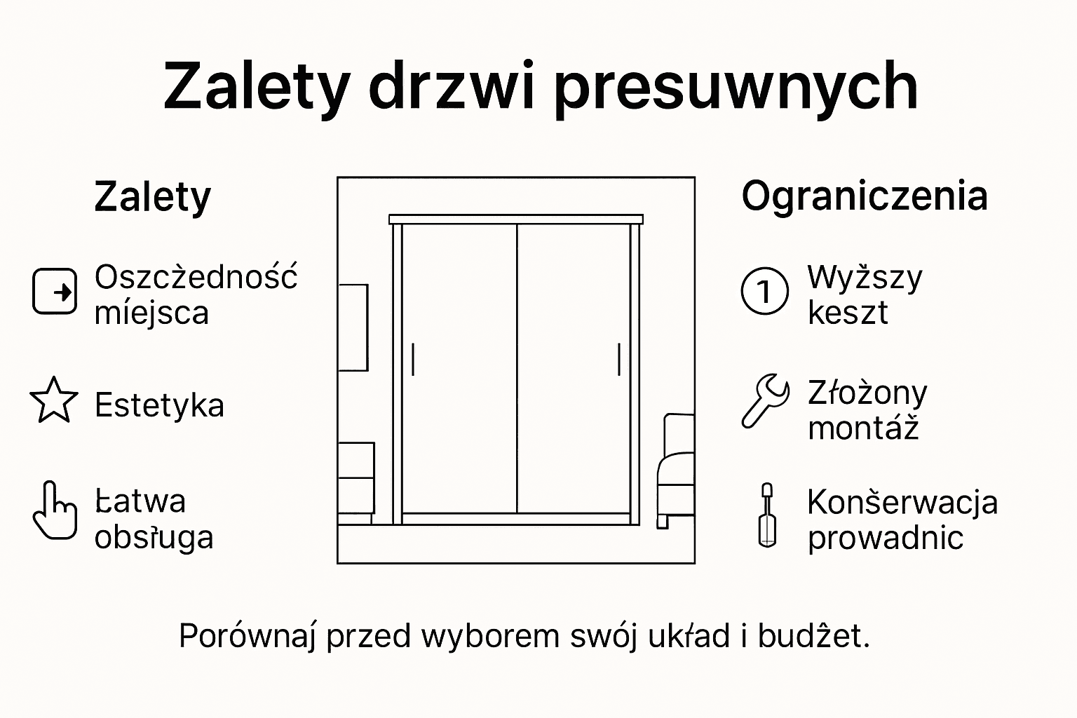 Infografika: plusy i minusy drzwi przesuwnych