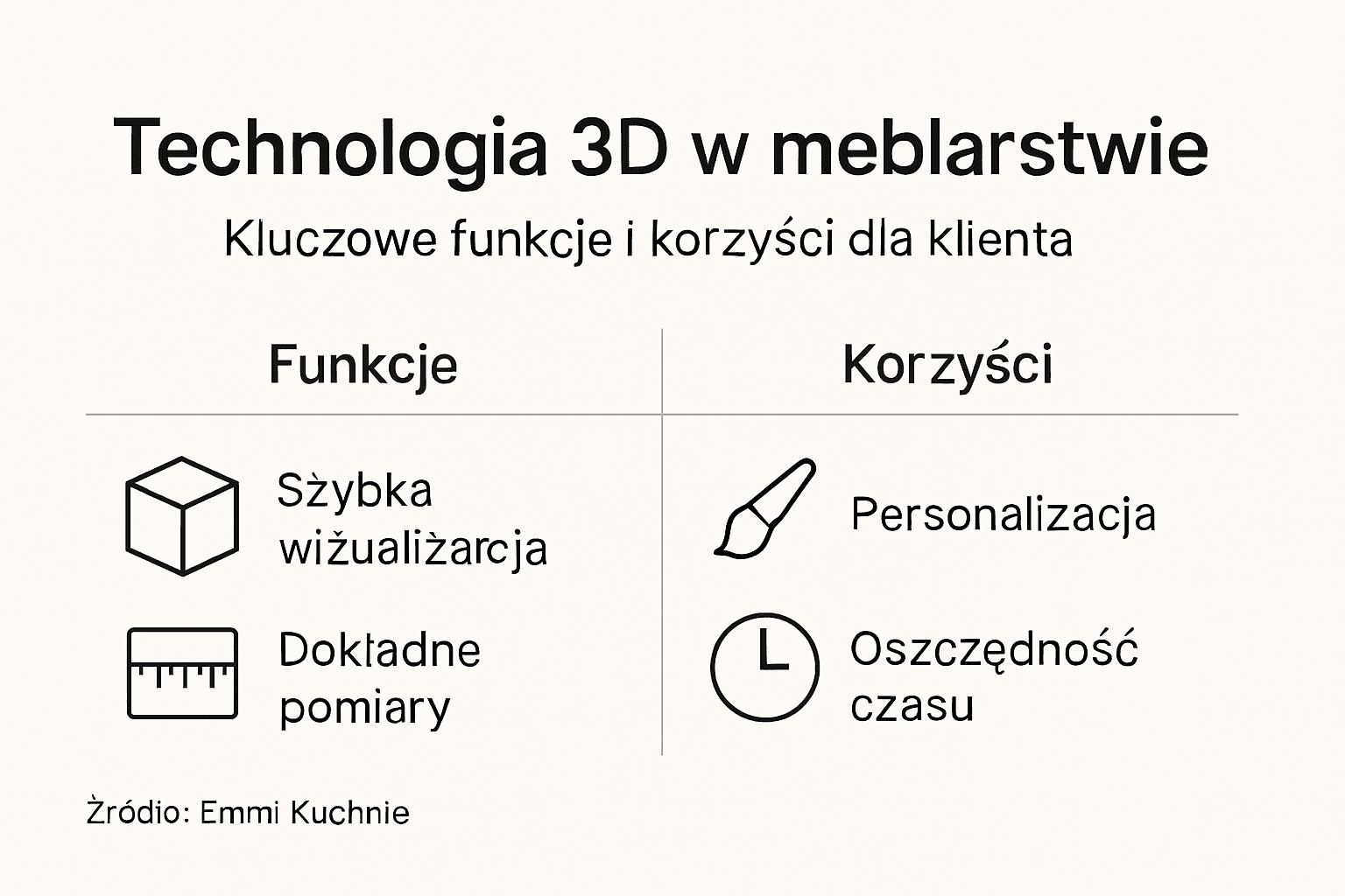 Grafika informacyjna ukazująca, jak działają technologie 3D oraz jakie przynoszą praktyczne korzyści.