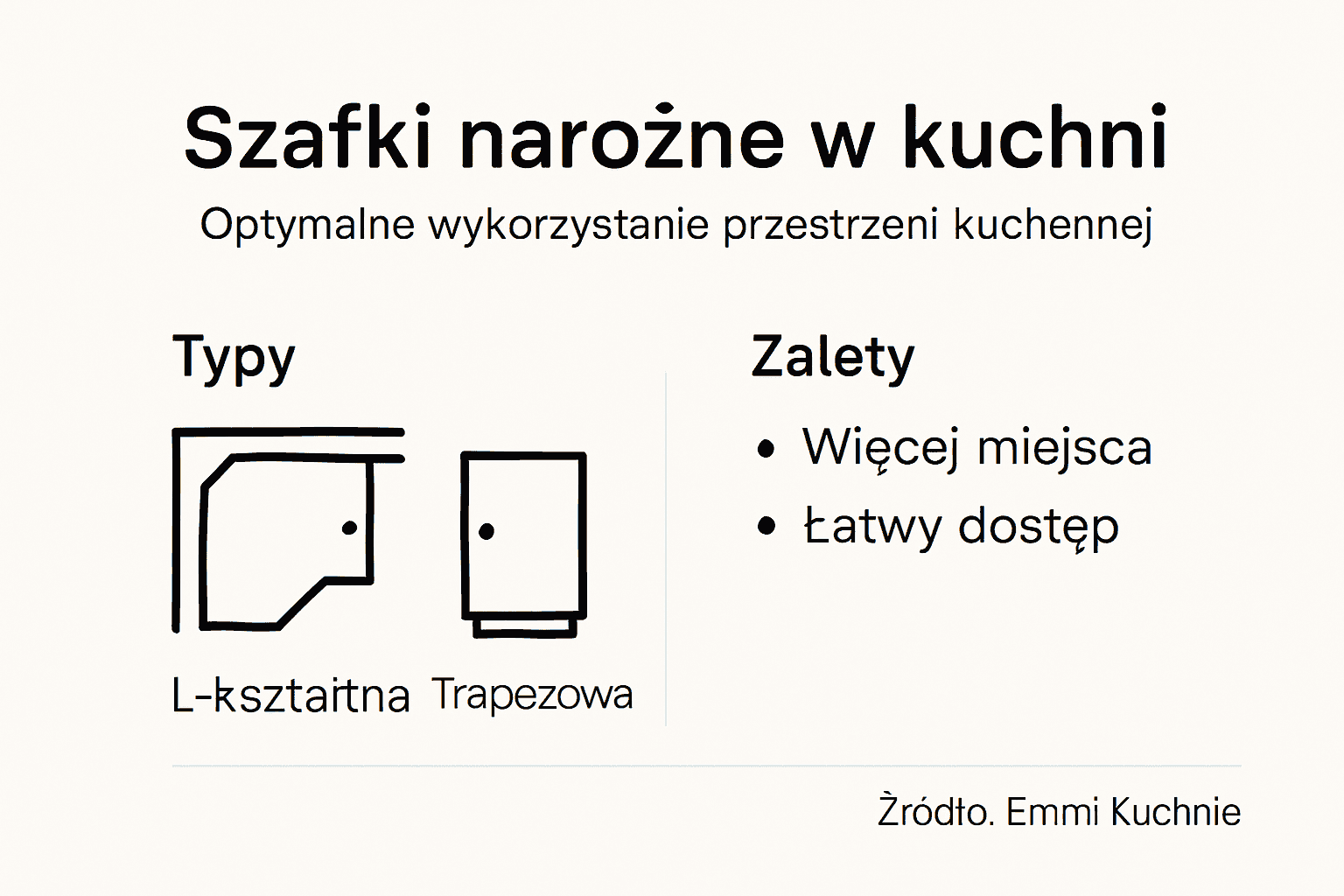 Infografika: Przegląd rodzajów i zalet szafek narożnych w kuchni