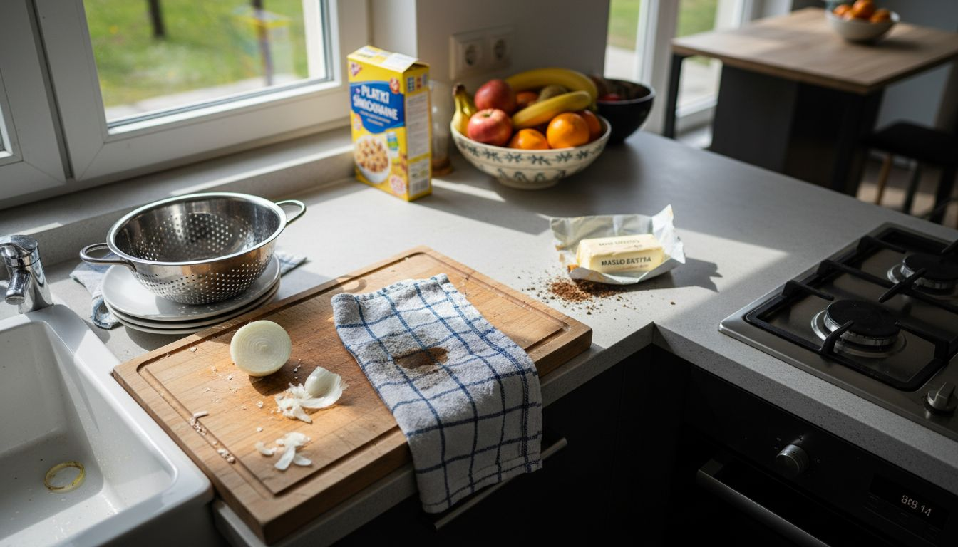 Widok z góry na rozmieszczenie stref roboczych w kuchni