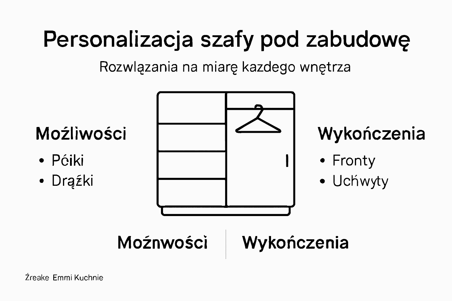 Infografika przedstawiająca różne sposoby dopasowania szafy do własnych potrzeb