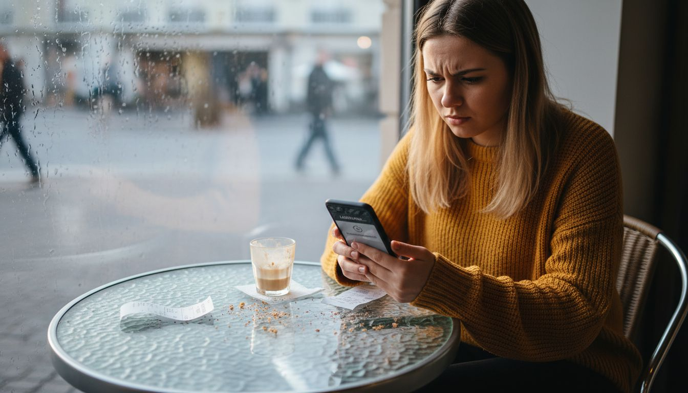 Klientka czeka, aż strona restauracji w końcu się załaduje.
