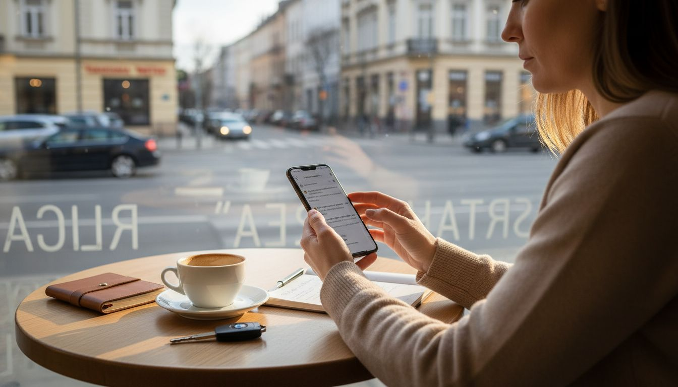 Kobieta przegląda wyniki wyszukiwania Google w swojej okolicy.