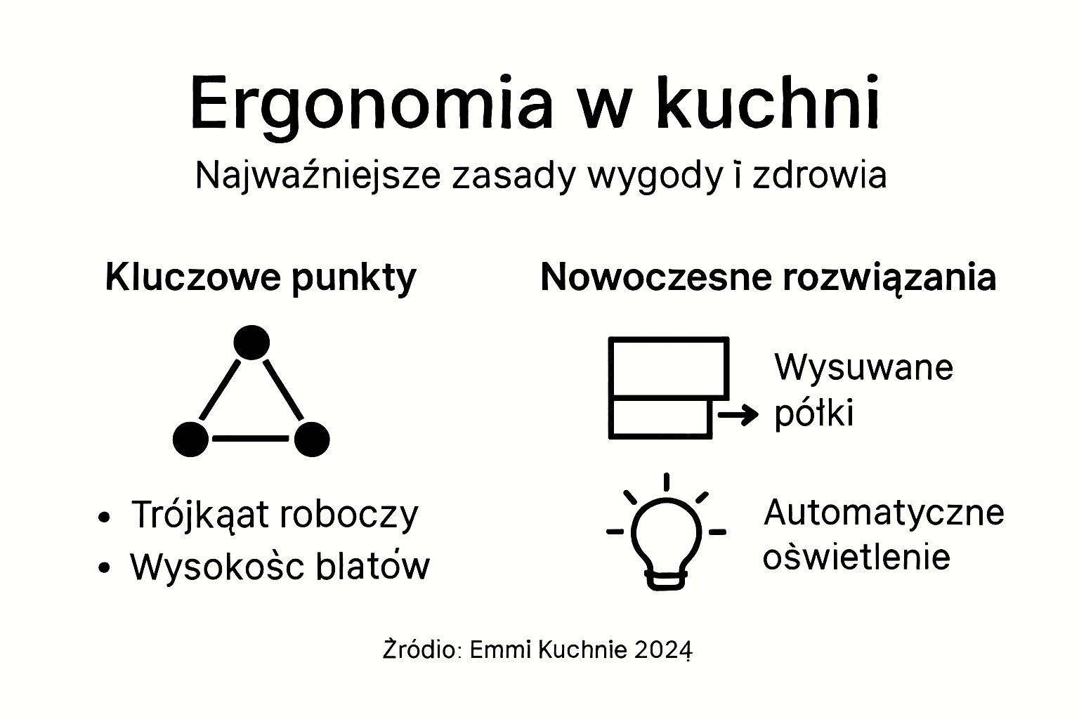 Infografika: Kluczowe zasady ergonomicznego projektowania kuchni