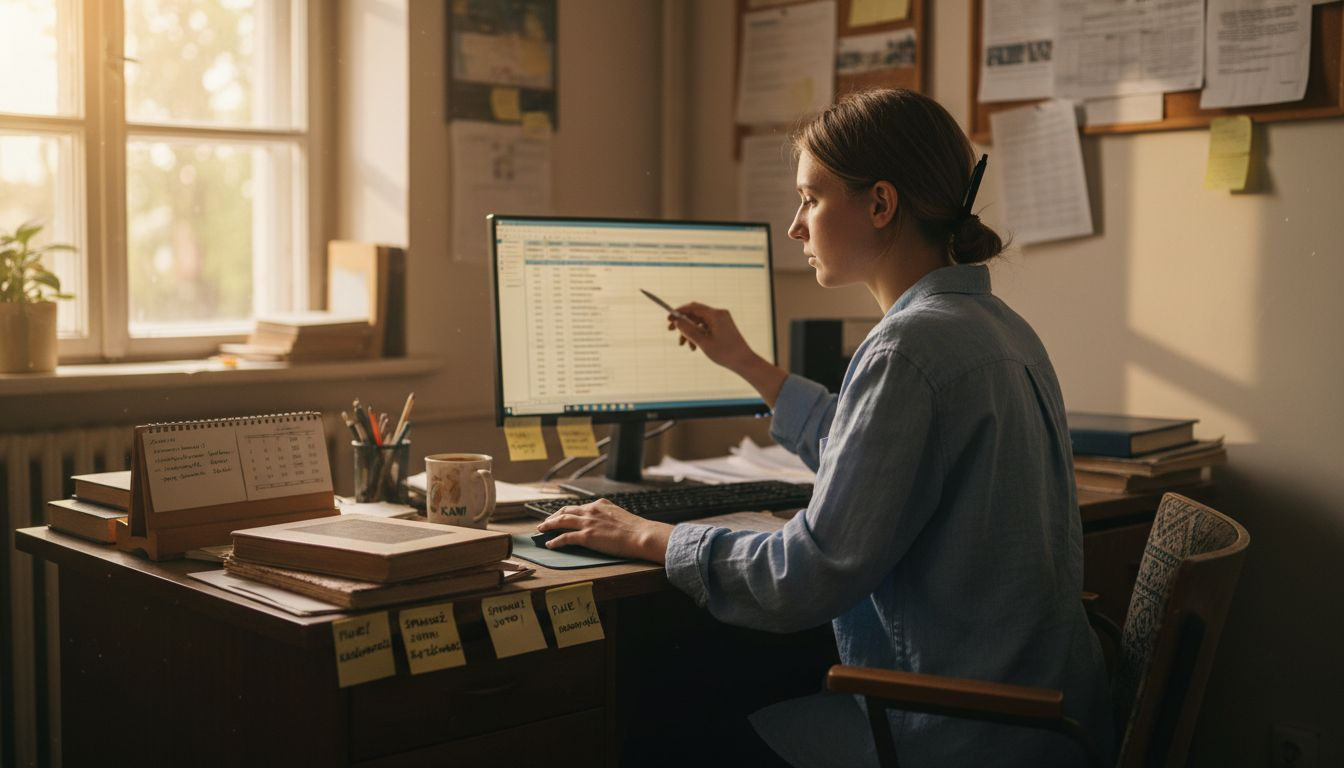 Kobieta sprawdza dane firmy w urzędzie