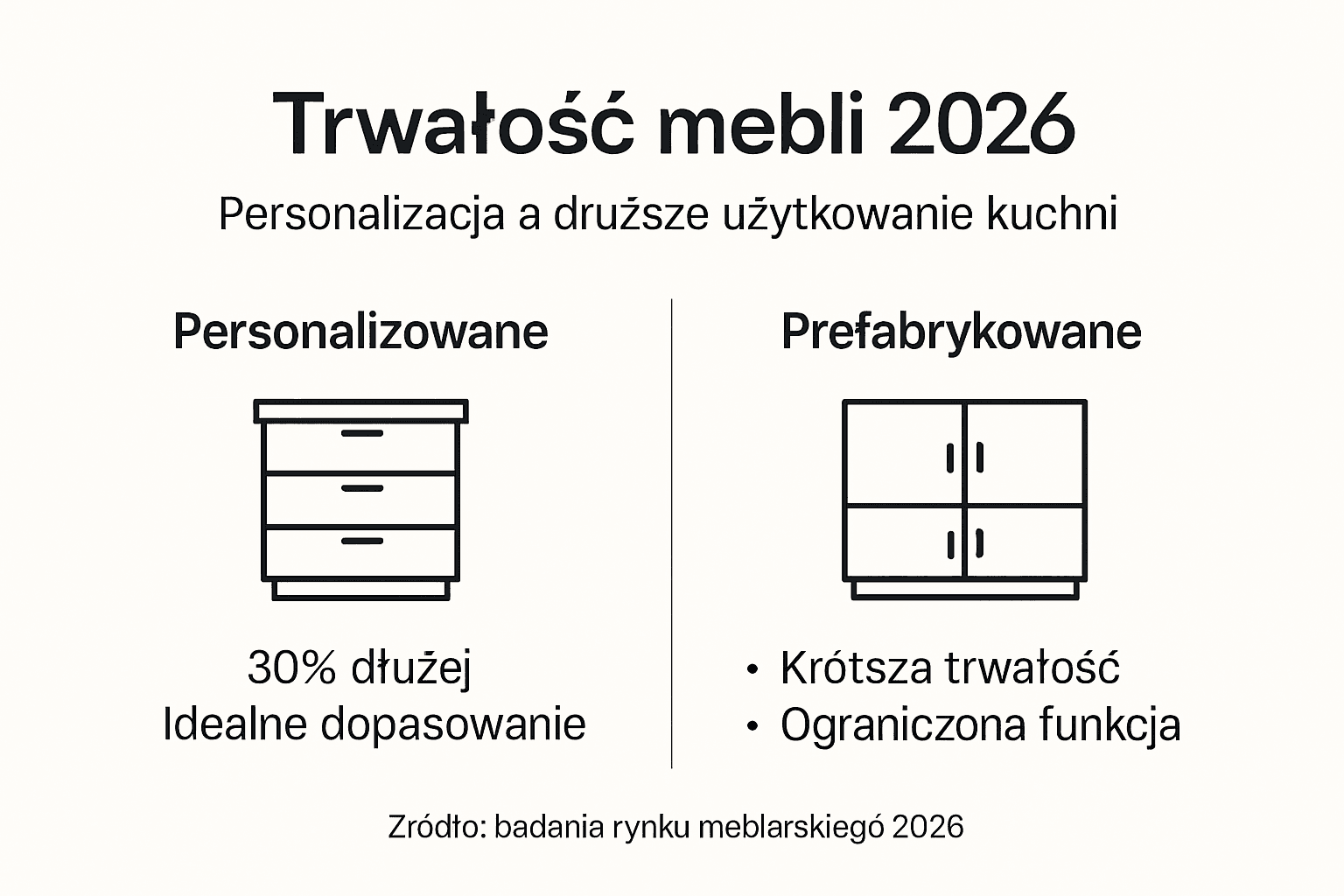 Infografika pokazująca trwałość mebli personalizowanych