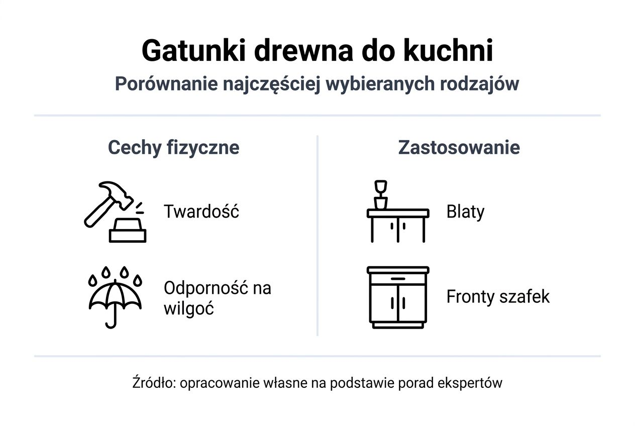 Przegląd gatunków drewna litego w formie infografiki – zobacz, czym różnią się najpopularniejsze rodzaje!