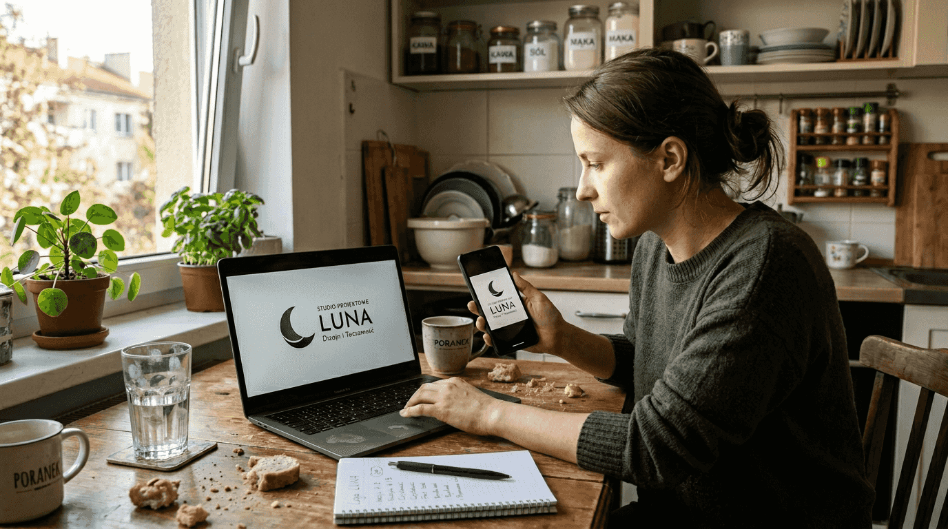 Kobieta sprawdza jakość obrazów po kompresji na różnych urządzeniach