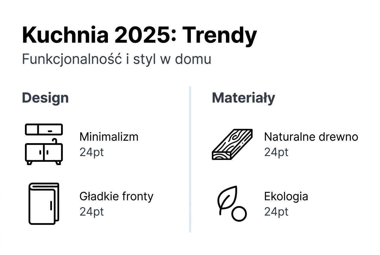 Infografika: najważniejsze trendy w kuchniach na 2025 rok – inspiracje, design i materiały
