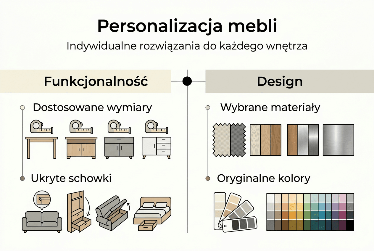 Infografika przedstawiająca najważniejsze sposoby personalizacji mebli