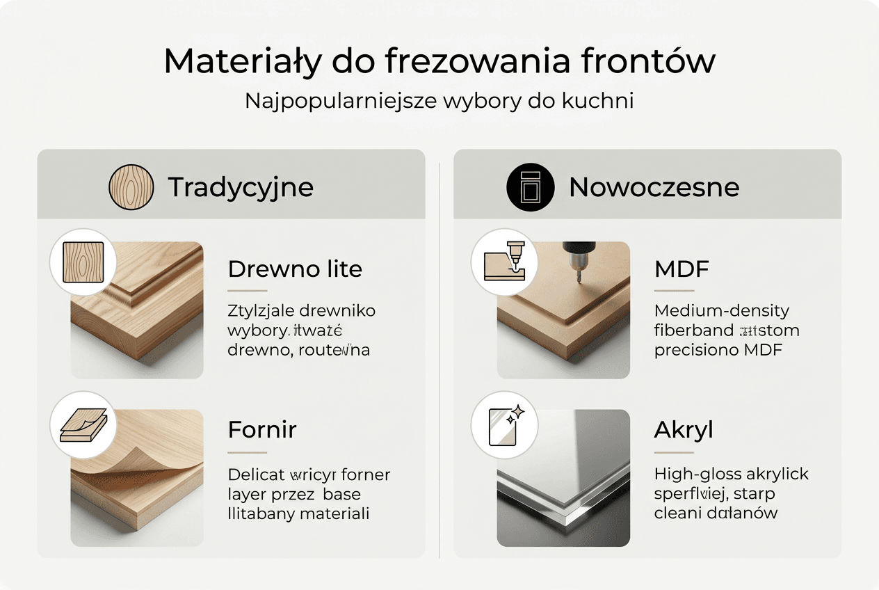 Infografika: jakie materiały najlepiej sprawdzą się do frezowania frontów kuchennych?