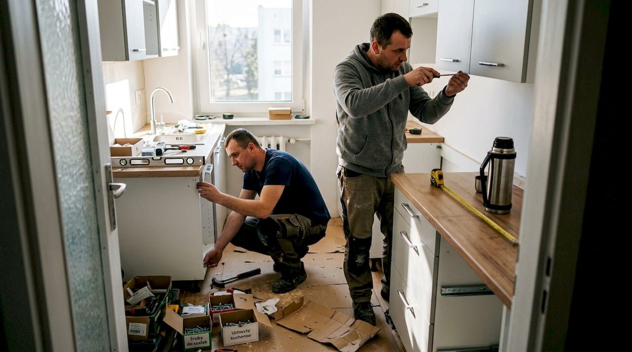 Nasz zespół zajmuje się profesjonalnym montażem kuchni na wymiar.