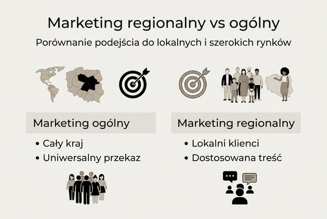Porównanie marketingu regionalnego i ogólnopolskiego w formie infografiki