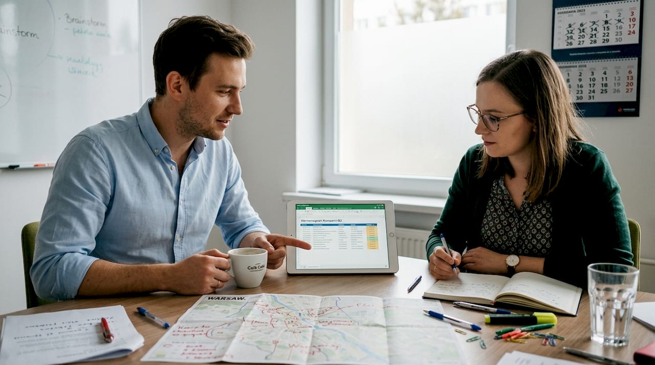 Nasz zespół szykuje się do rozpoczęcia regionalnej kampanii marketingowej.