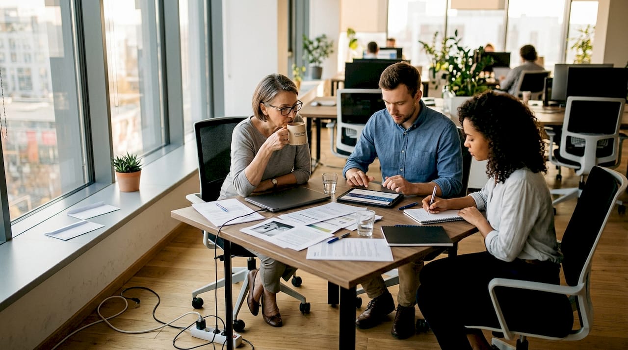 Zespół opracowuje plan, który pozwoli firmie zaistnieć na rynku i zwiększyć jej rozpoznawalność.
