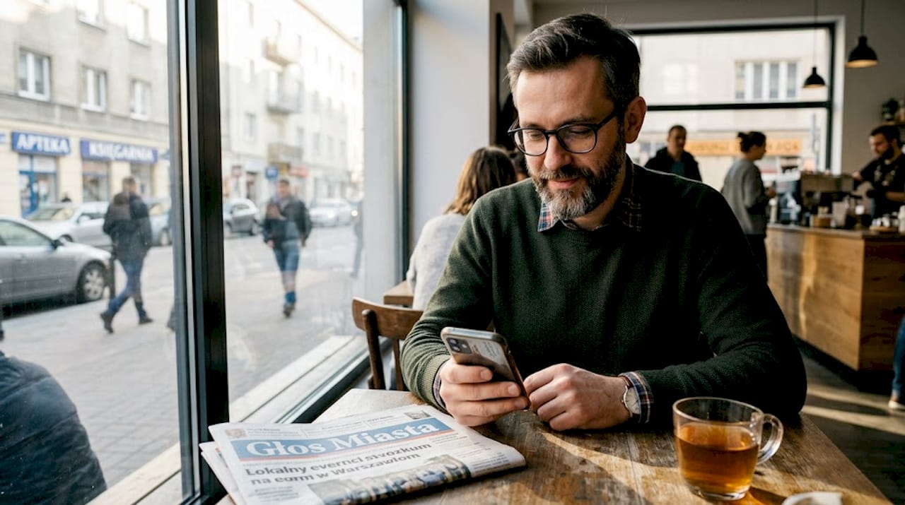 Facet śledzi lokalne wyniki na swoim smartfonie.