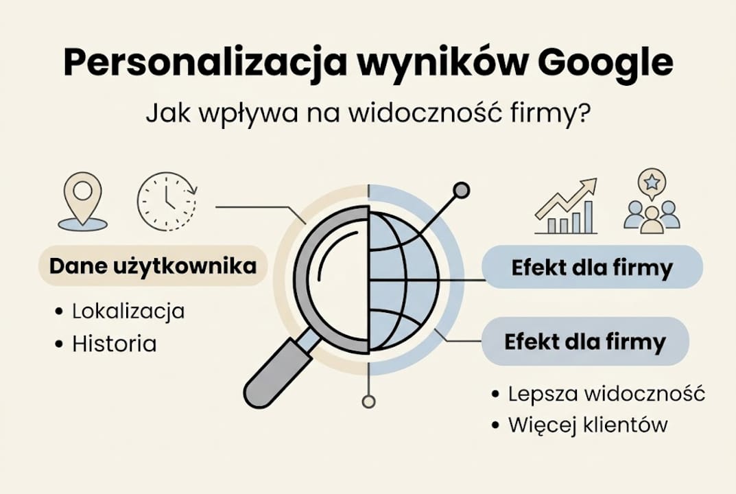 Infografika pokazująca, jak personalizacja wyników wpływa na widoczność Twojej firmy w internecie