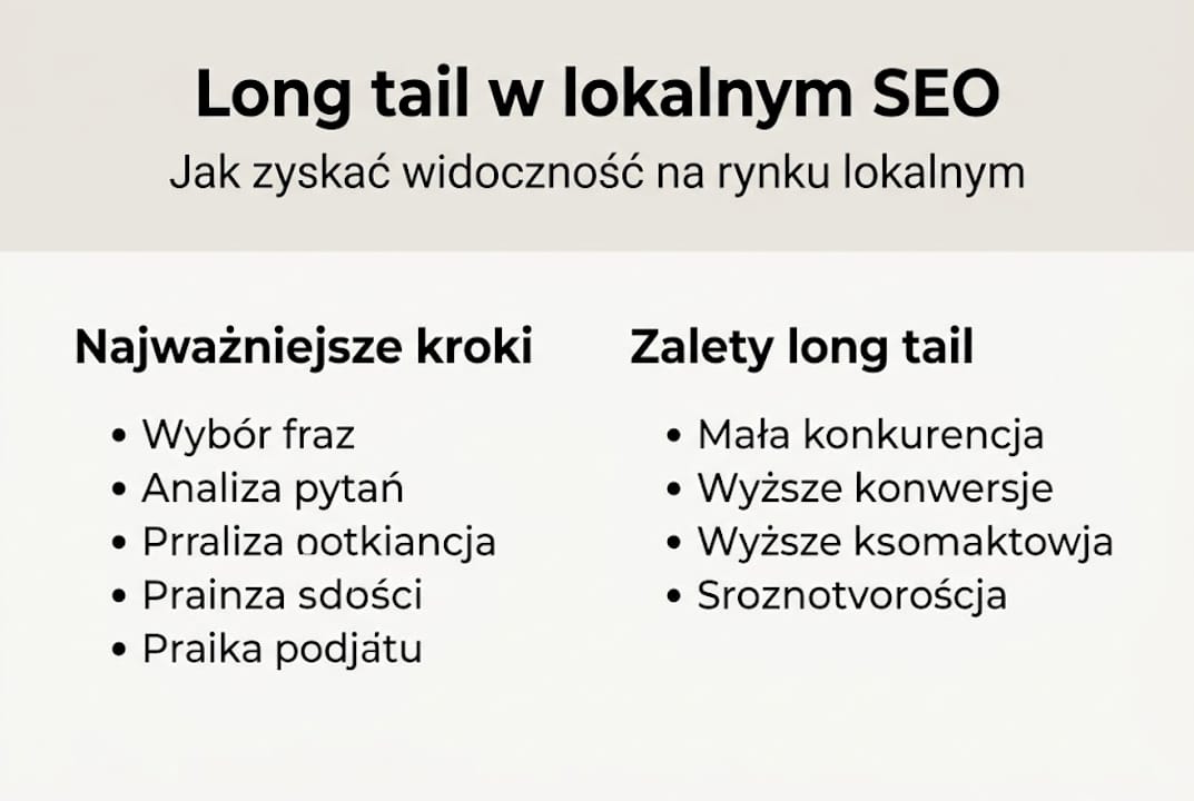 Infografika pokazująca, jak wykorzystać strategię long tail w lokalnym SEO