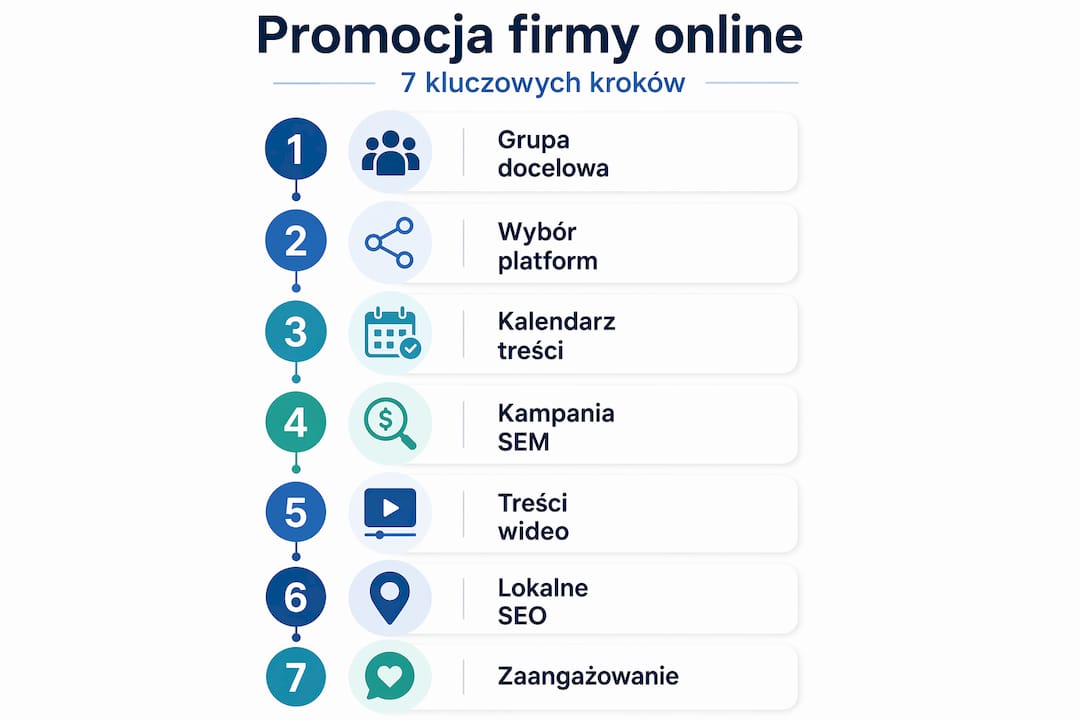 Infografika: 7 kroków skutecznej promocji firmy w internecie