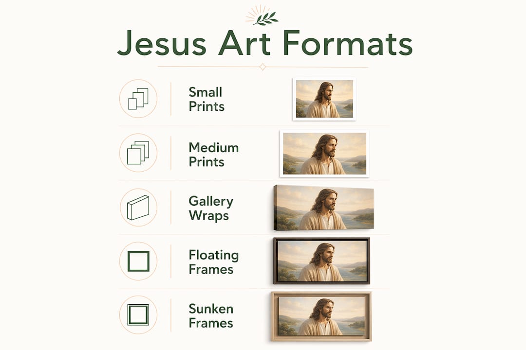 Infographic of Jesus framed art formats