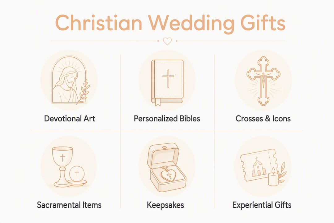 Infographic showing main Christian wedding gift categories
