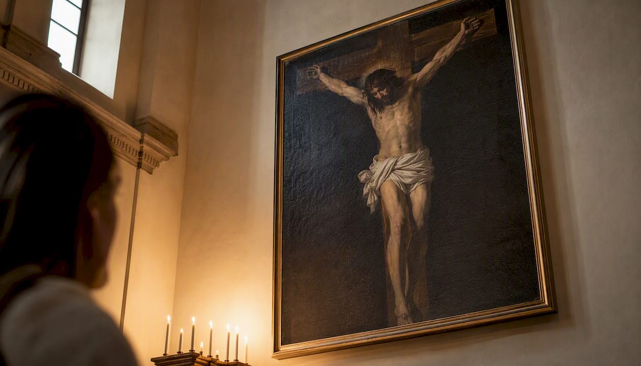 Zurbarán Crucifixion illuminated by candlelight